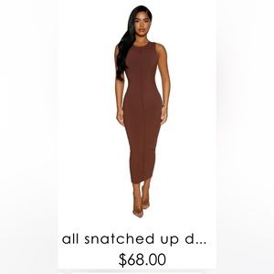Naked Wardrobe Snatched Up Brown Midi Dress